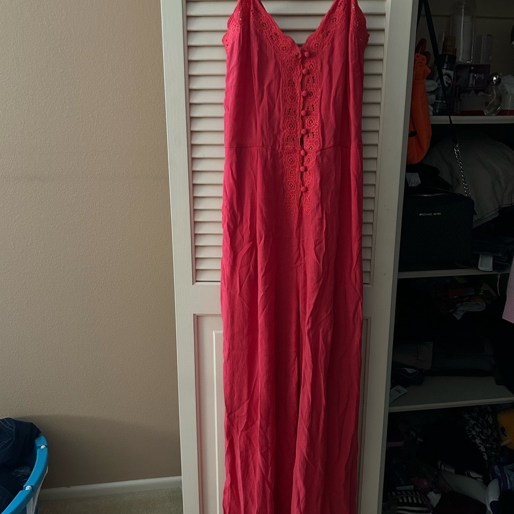 Free People Red Lace Jumpsuit